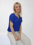 Eva V Zip Up Top - Blue