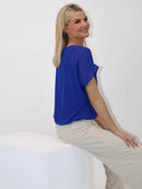 Eva V Zip Up Top - Blue