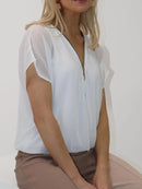 Eva V Zip Up Top - White