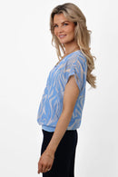 Eva V Zip Up Top - Blue Print