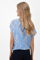 Eva V Zip Up Top - Blue Print