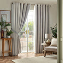 Chenille Blackout Eyelet Curtains - Silver