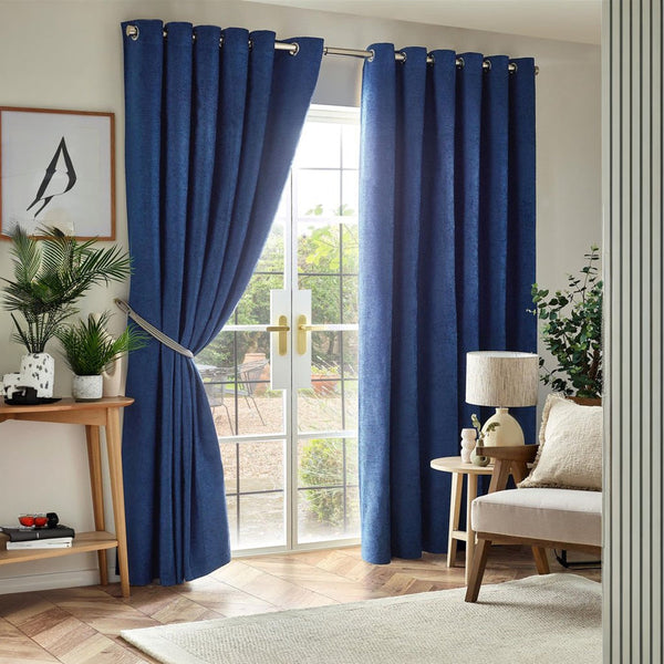 Chenille Blackout Eyelet Curtain - Danube