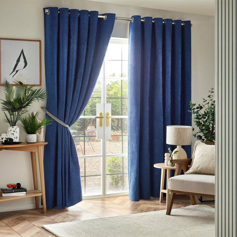 Chenille Blackout Eyelet Curtain - Danube