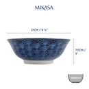 Red and Blue Arc Stoneware Ramen Bowl - 21cm