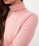 Shoulder Detail Turtle Neck - Blush
