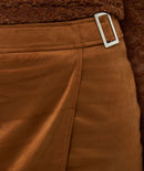 Overlap Suedine Skirt - Camel