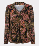 Global Flower V Neck Blouse - Print