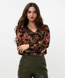 Global Flower V Neck Blouse - Print