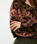 Global Flower V Neck Blouse - Print