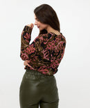 Global Flower V Neck Blouse - Print