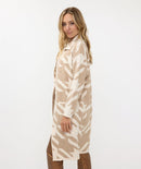 Jacquard Long Cardigan - Offwhite/beige