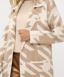 Jacquard Long Cardigan - Offwhite/beige