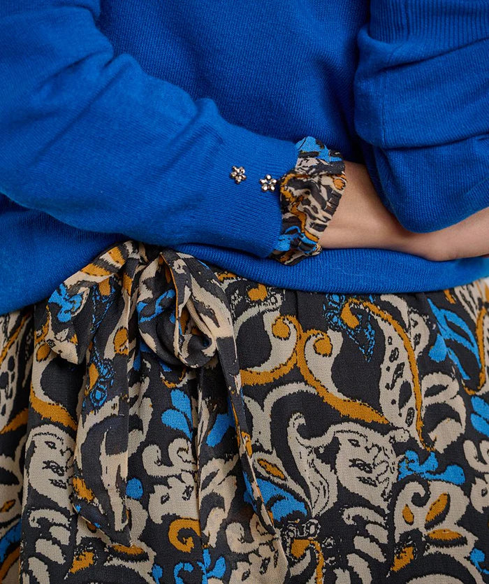 Beads Collar Polo Jumper - Brillant Blue