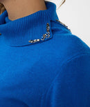 Beads Collar Polo Jumper - Brillant Blue