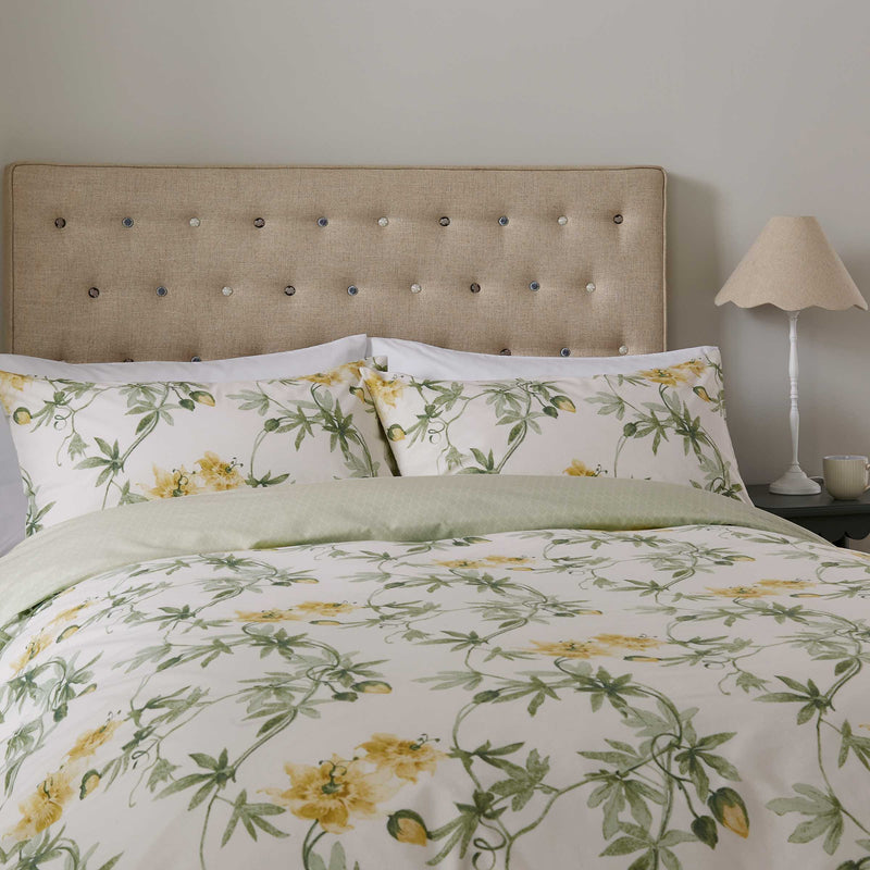 Helena Springfield Fable Passionflower Duvet Cover Set Primrose & Soft Green