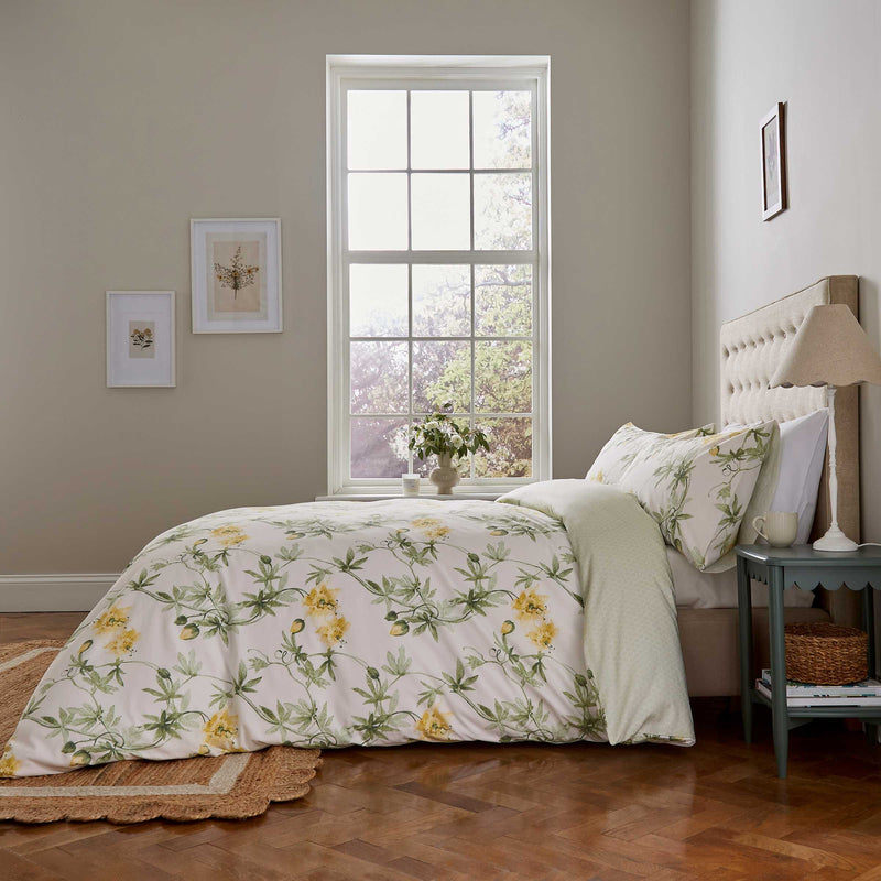 Helena Springfield Fable Passionflower Duvet Cover Set Primrose & Soft Green