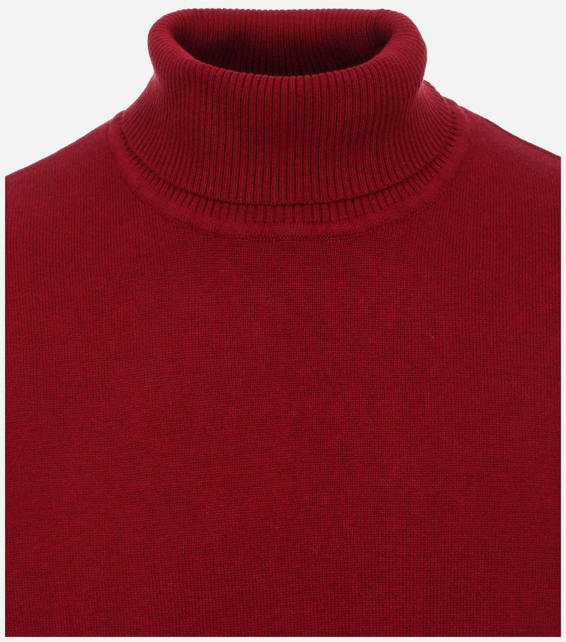 Plain Polo Neck Jumper - Bright Red