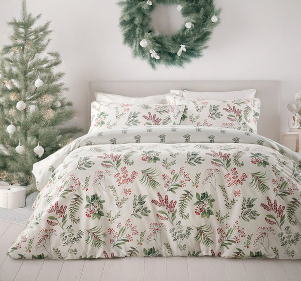 Festive Sprigs Flannelette Duvet Cover Set