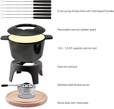 Sierra 11-Piece Fondue Set - Metallic Black