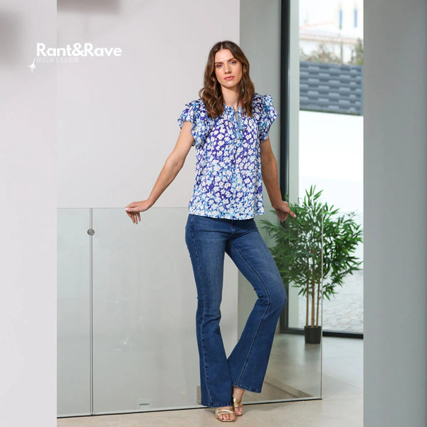 Fiona Flare Jean - Retro Blue