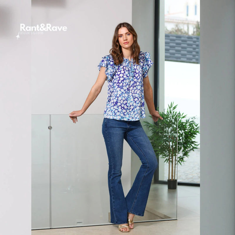 Fiona Flare Jean - Retro Blue