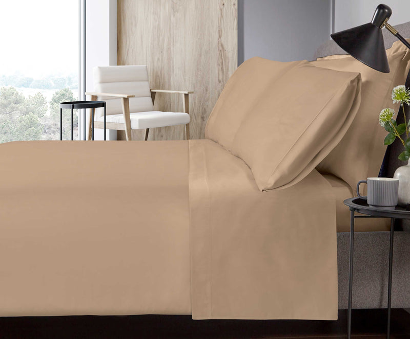 300 Thread Count Cotton Sateen Fitted Sheet - Cafe