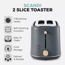 Scandi 2 Slice Toaster - Grey