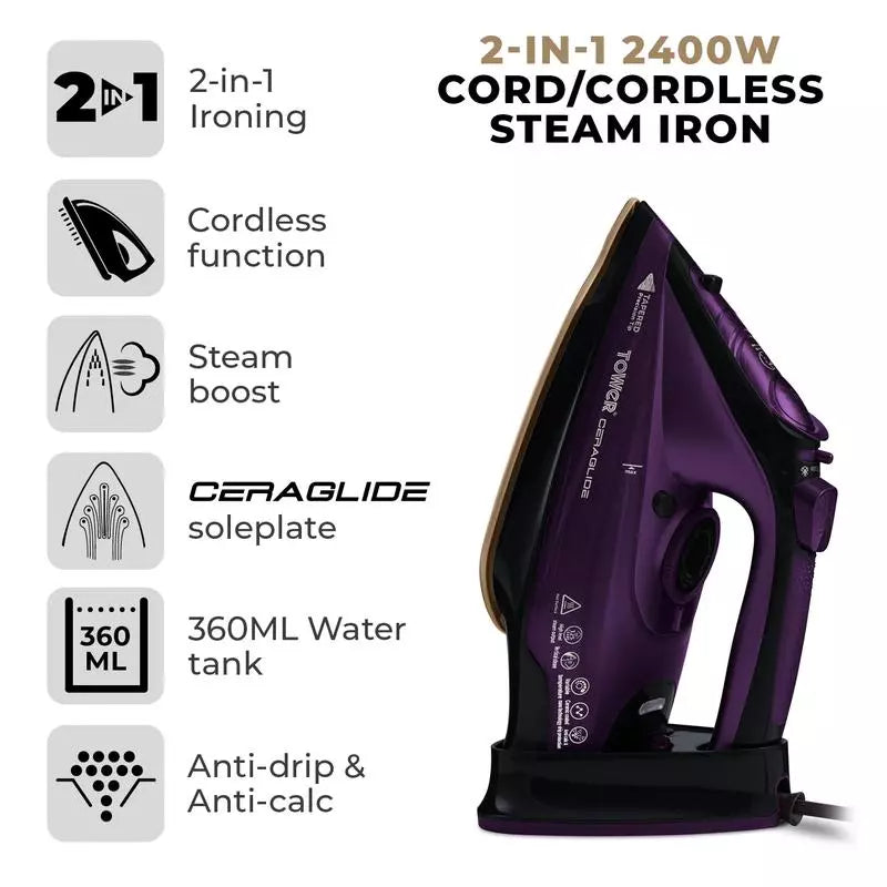 Tower Ceraglide Cord Cordless Iron