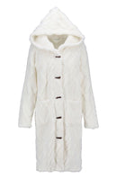 Hooded Fluffy Dressing Gown - Champagne