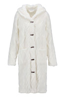 Hooded Fluffy Dressing Gown - Champagne