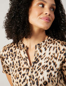 Blue Dimension Print Blouse - Sesame/camel/schwarz