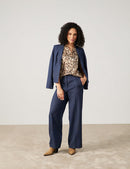 Blue Dimension Print Blouse - Sesame/camel/schwarz