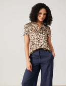 Blue Dimension Print Blouse - Sesame/camel/schwarz