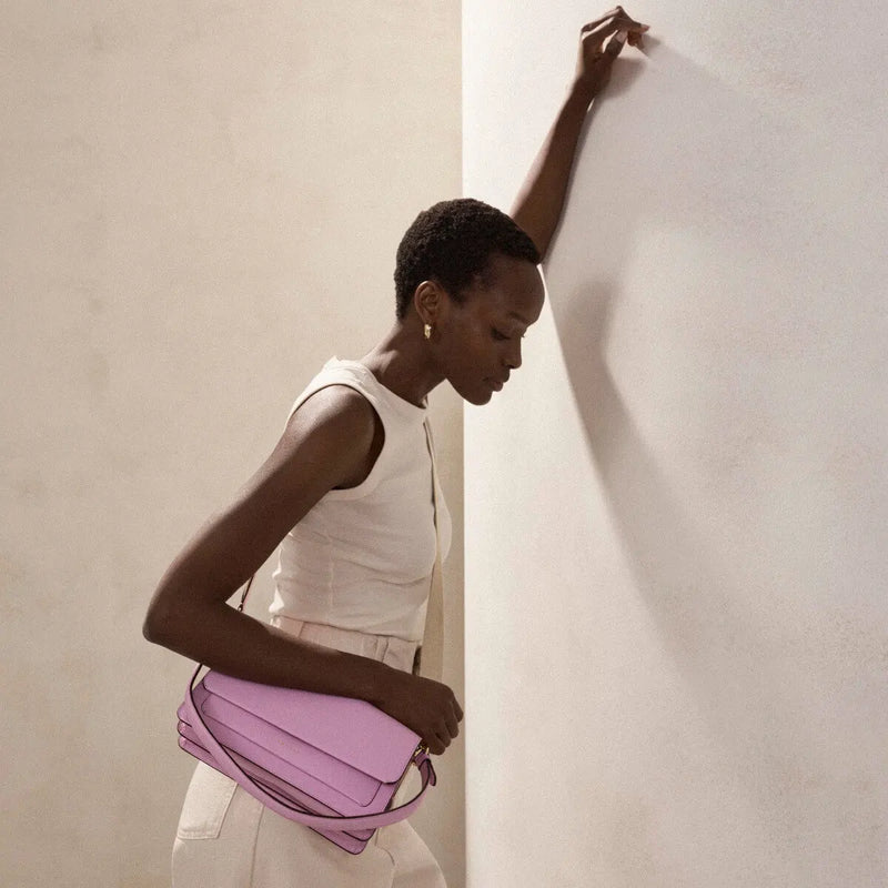 Leather Lane Flapover Shoulder - Sugar Pink