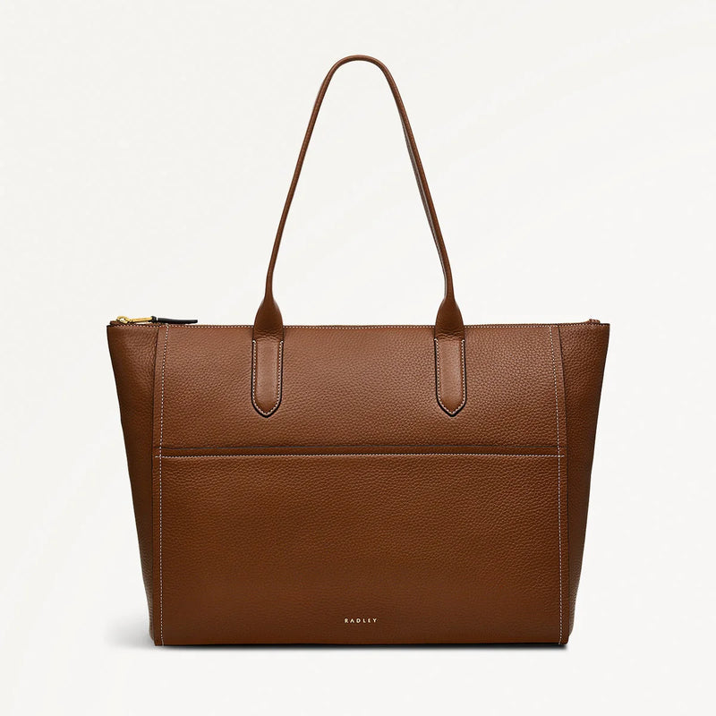 Oak Street Medium Ziptop Tote - Saddle