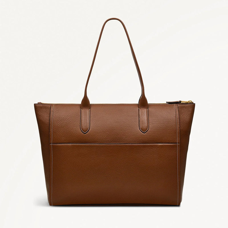Oak Street Medium Ziptop Tote - Saddle