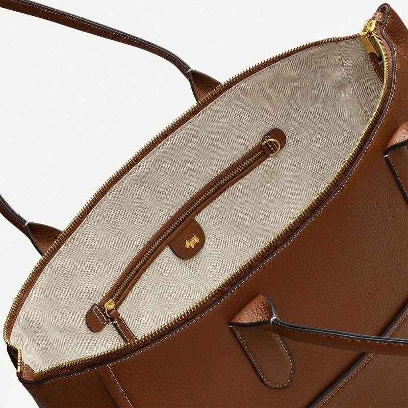 Oak Street Medium Ziptop Tote - Saddle