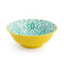 Yellow and Blue Geometric Stoneware Ramen Bowl - 21cm