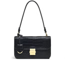 Hanley Croc Flapover Shoulder - Black