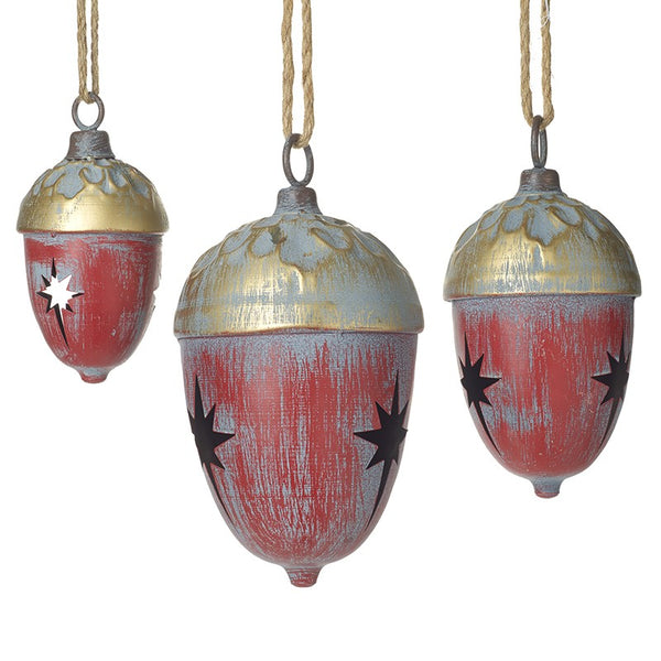 Hanging Red & Gold Acorn Set