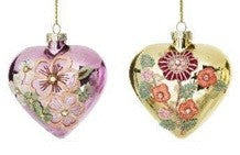 Glass Heat with Flowers Decoration