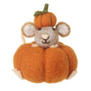 Orange Felt Pumpkin with Mouse