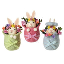 Felt Bunnies In Baskets with Flowers