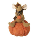 Knitted Pumpkin with Sitting Mouse
