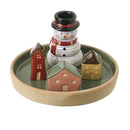 Snowman Ceramic Scene Taper Candle Holder