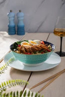 Indigo Chevron Stoneware Ramen Bowl - 21cm