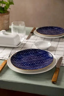 Indigo Chevron Stoneware Side Plate - 18cm