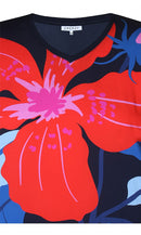 PRINT TOP - Navy/red