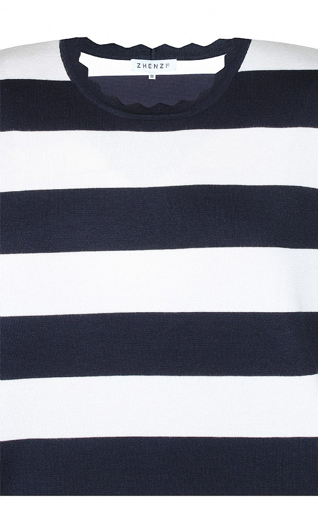 SHORT SLEEVE PULLOVER - Navy/white